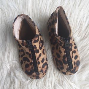 Toddler Girl Cheetah Leopard Zipper Slip Ons Sz 23